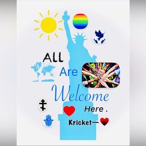 Colorful Welcome Poster with Statue of Liberty